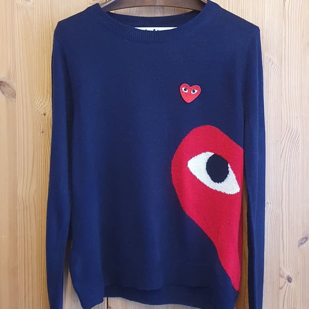 55.꼼데가르송 더블하트 크롭니트