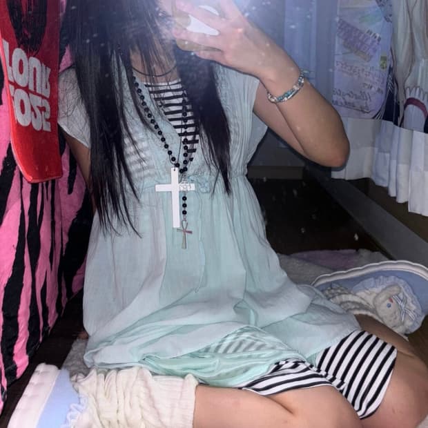 보헤미안 민트 레이어드 원피스