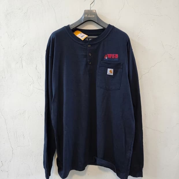칼하트 네이비 헨리넥 긴팔티셔츠 L