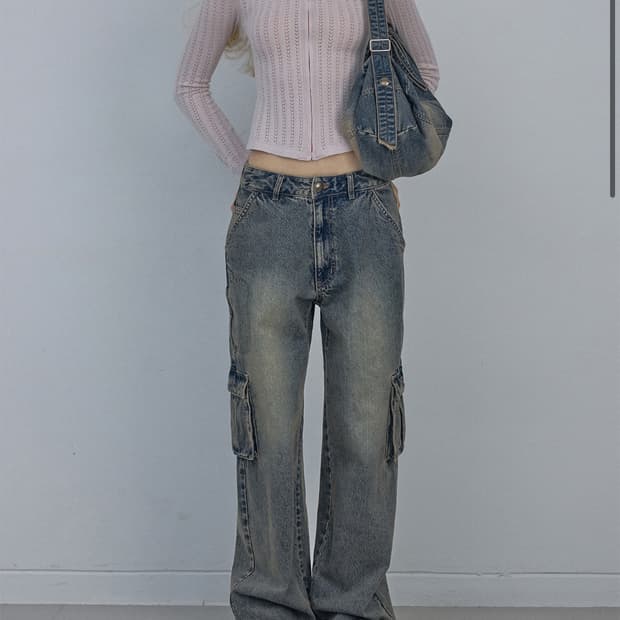 스컬프터 Eyelet Zip-Up Hoodie Pale Pink