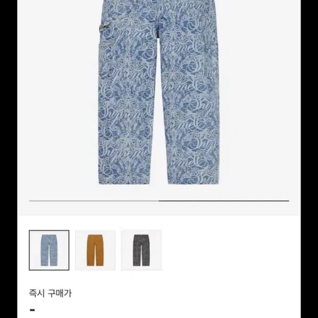 슈프림 스크립트 자카드 더블니 데님 페인터 팬츠 워시드블루