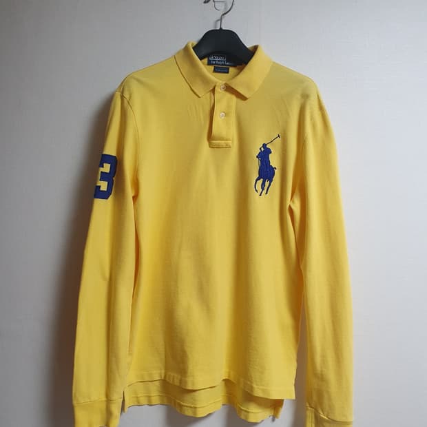 폴로랄프로렌 빅포니 긴팔 카라티 파스텔 옐로우 네이비 포니 M