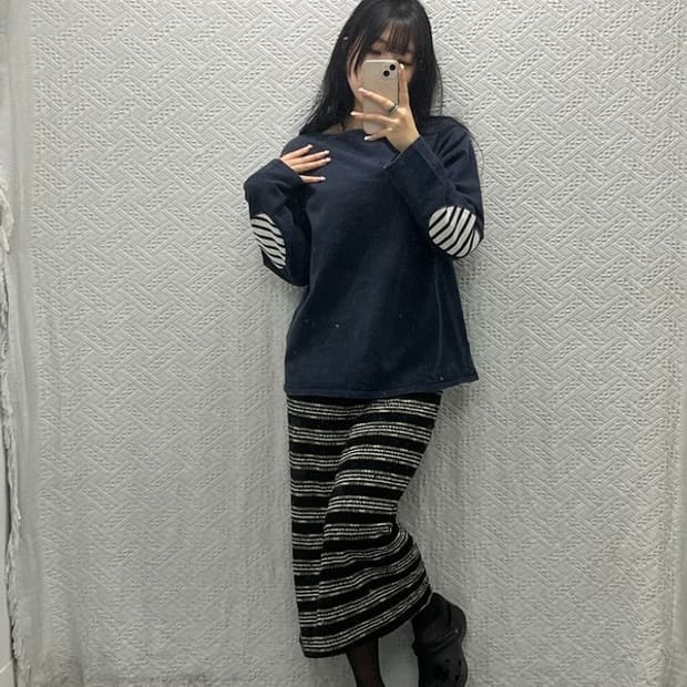 세인트제임스 네이비 엘보 패치 긴팔 티 롱슬리브 L C06417