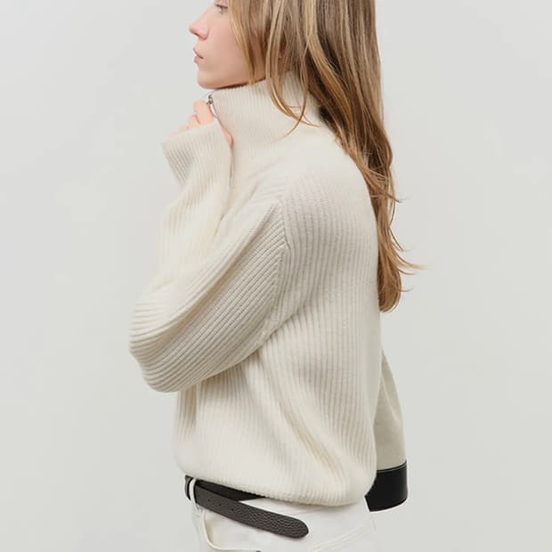 던스트 UNISEX HALF ZIP-UP RIBBED WOOL SWEAT