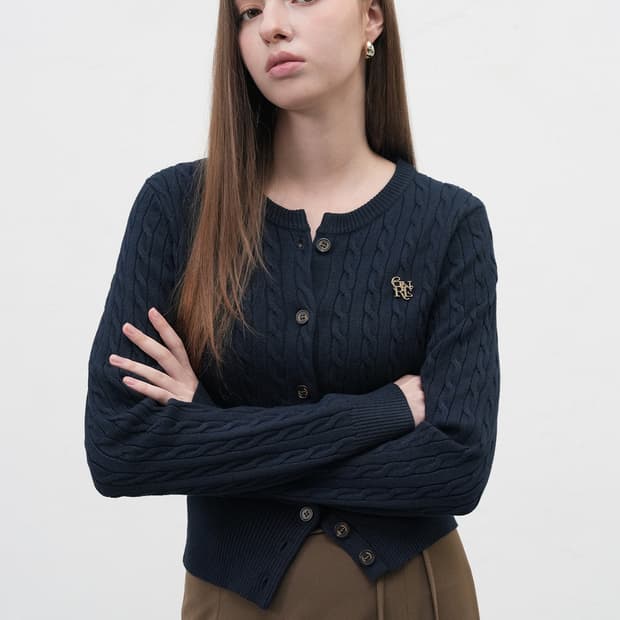 [새상품] 제너럴아이디어 시그니처 슈퍼파인 울 케이블 니트가디건