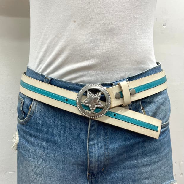Retro Silver Star Cubic Blue Belt