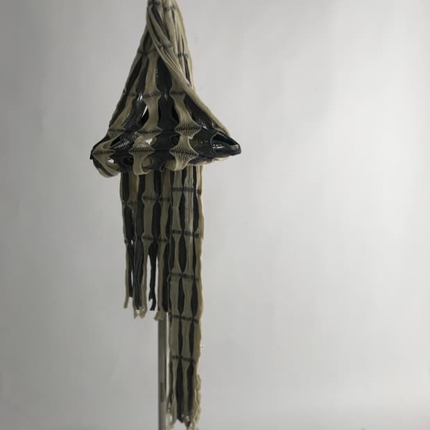 Grunge ivory&grey mix long muffler