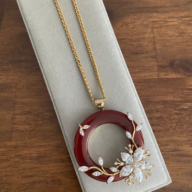 빈티지 악세서리 큐빅 펜던트 목걸이