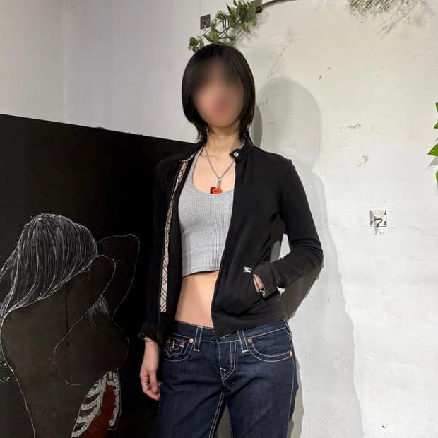 버버리 블랙 넥 카라 포인트 블랙 져지 집업 38