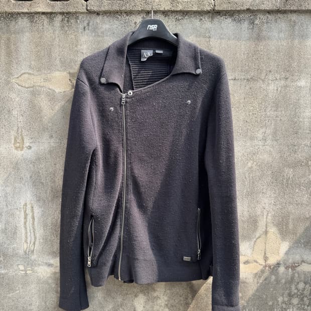 아르마니 익스체인지 니트 라이더자켓