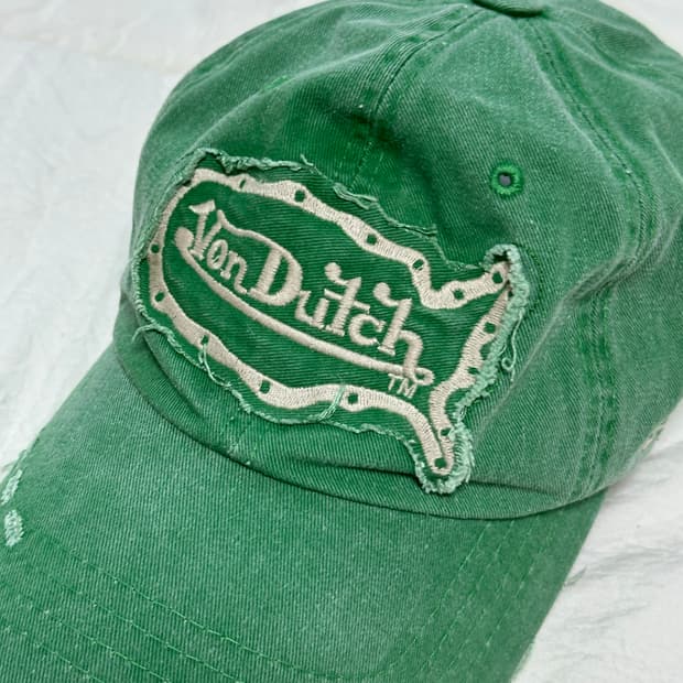 본더치 데미지 디테일 볼캡 그린