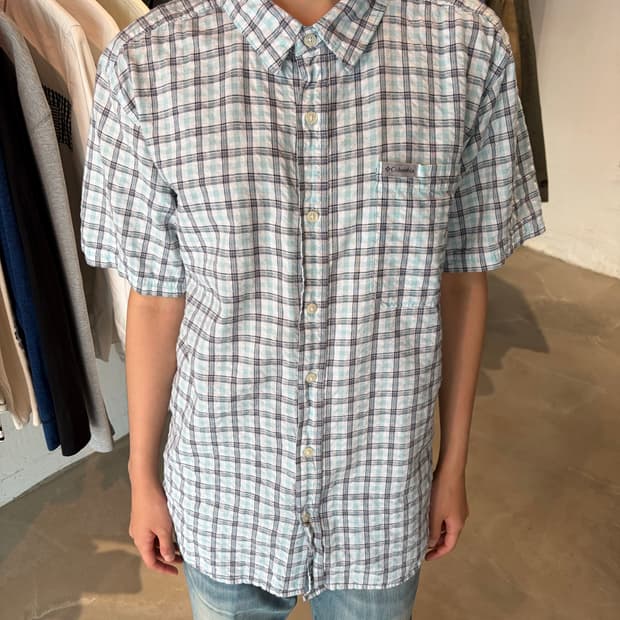 Columbia 체크 반팔 셔츠 XL