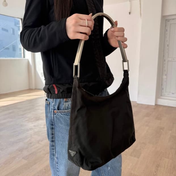 Prada 98SS Silver handle Tessuto 숄더백