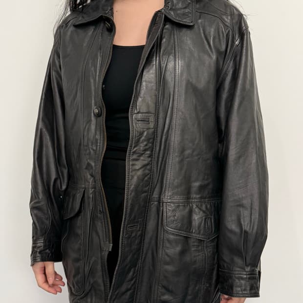 생로랑 블랙 가죽 자켓 95