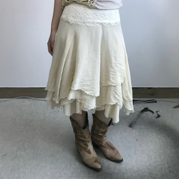 빈티지 레이스 레이어드 스커트