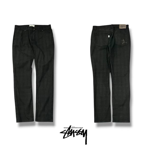  올드 스투시 체크 코튼 팬츠 y14076