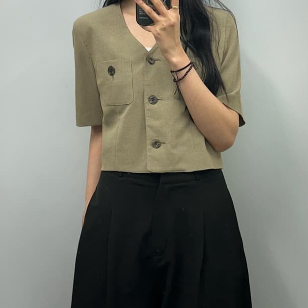 일본빈티지 크롭 버튼 자켓