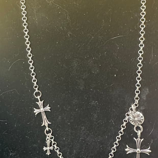 크롬스타일 크로스 실버 목걸이 남여공용