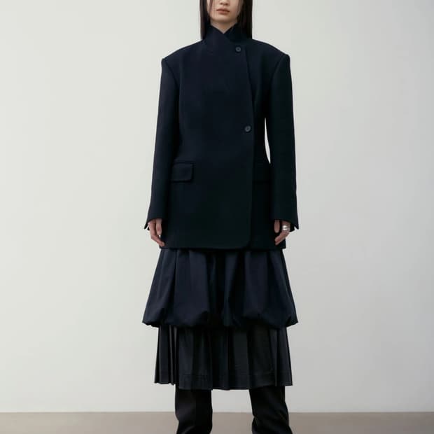 로우클래식 24fw slim fit wool coat black