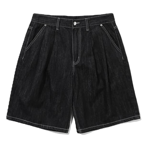 트릴리온 레인 슬럽 투턱 버뮤다 데님 쇼츠 블랙 M