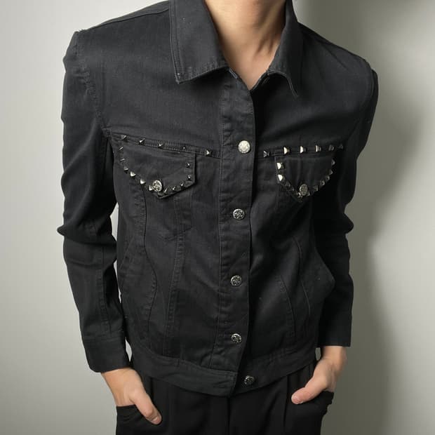jpn vtg 빈티지 블랙 스터드 데님 자켓 M