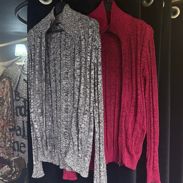 Marl Knit High-Neck Zip-Up