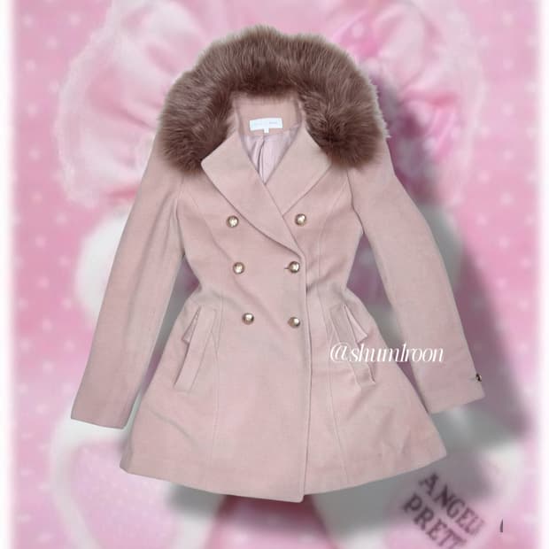 [울60%] 도도한 갸루 허리잘록 퍼코트 핑크