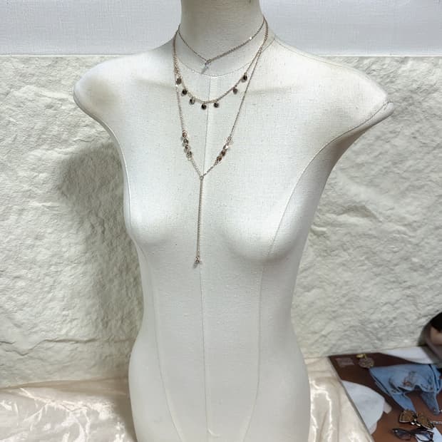 빈티지 미니멀 레이어드 목걸이