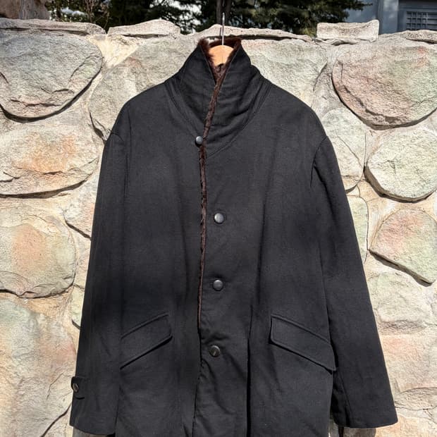 90s-00s 아르마니 꼴레지오니 퍼 트리밍 코트