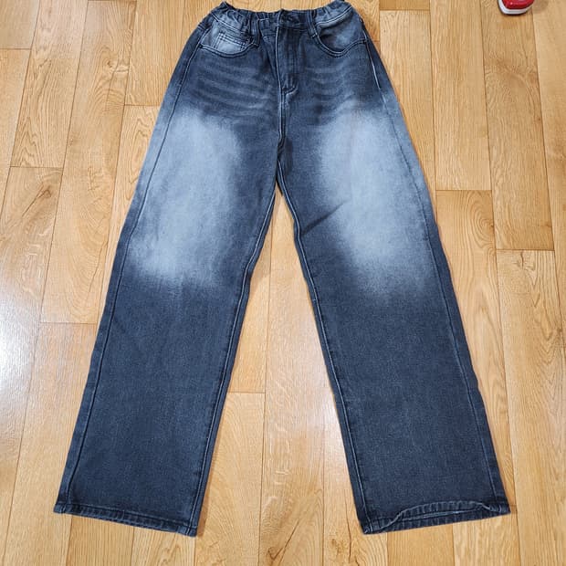 워싱 데님 와이드 팬츠 S