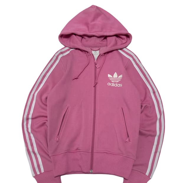 아디다스 핑크 플락 트랙탑 후드 져지