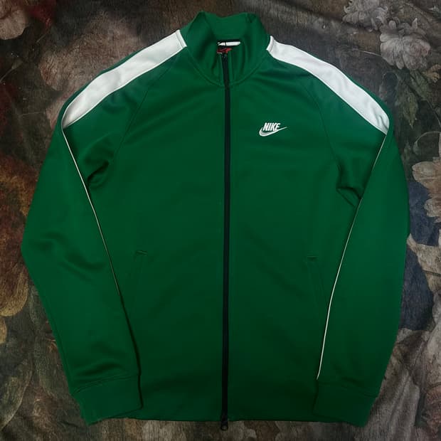 나이키 빈티지 화이트 사이드라인 그린트랙탑져지 95