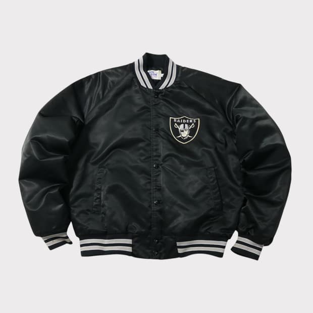 [L] 80's USA NFL 라스베가스 레이더스 새틴 봄버 자켓