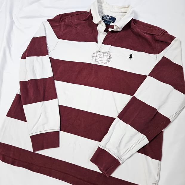 00s 미국 빈티지 폴로랄프로렌 스트라이프 럭비티 커스텀핏 XL