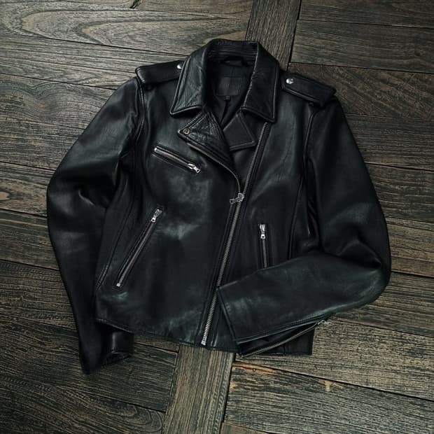 [갭] 리얼 램스킨 양가죽 사선 라이더 자켓 블랙 M18609