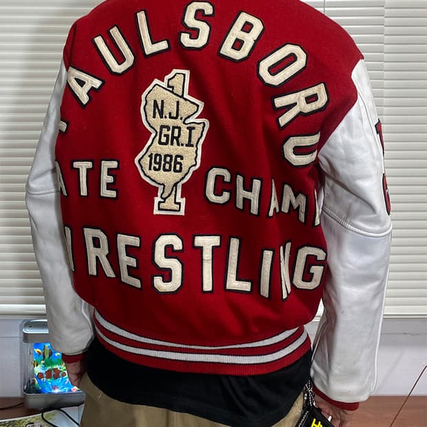 미국 빈티지 80s 레드/화이트 바시티 자켓 