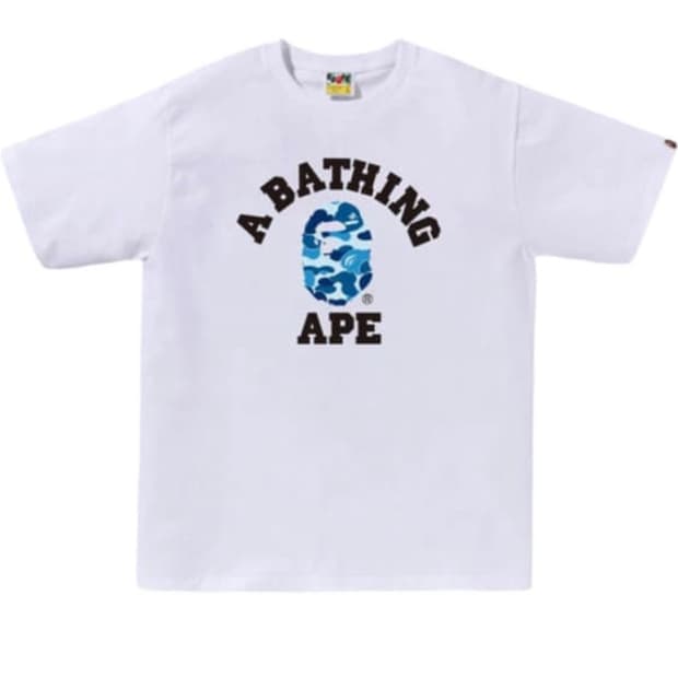 베이프 ABC 카모 컬리지 티셔츠 화이트 블루 L