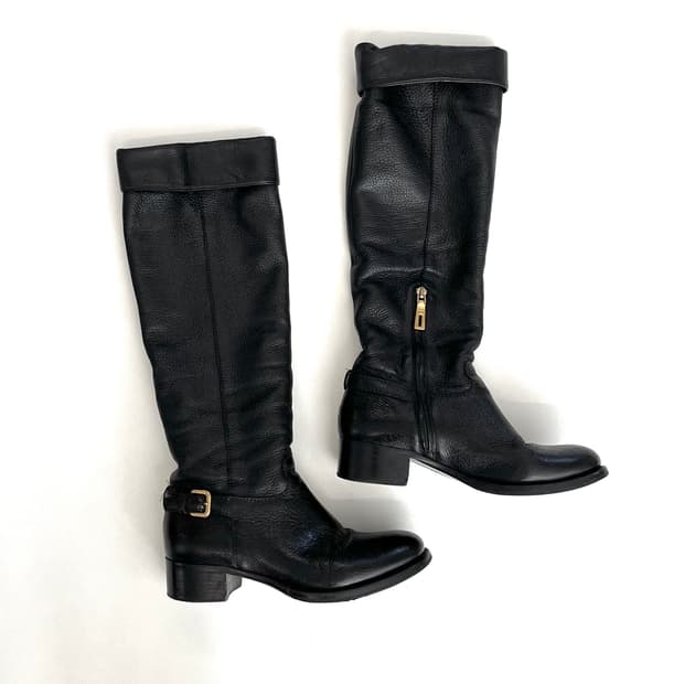 프라다 레더 니하이 라이더 부츠