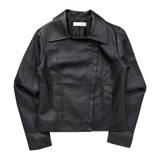 vintage asymmetric eco leather jacket 