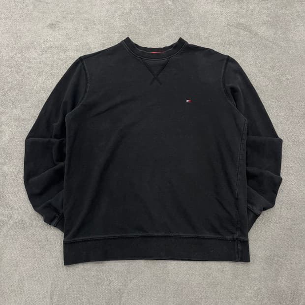 S 타미힐피거 블랙 맨투맨 스웻셔츠