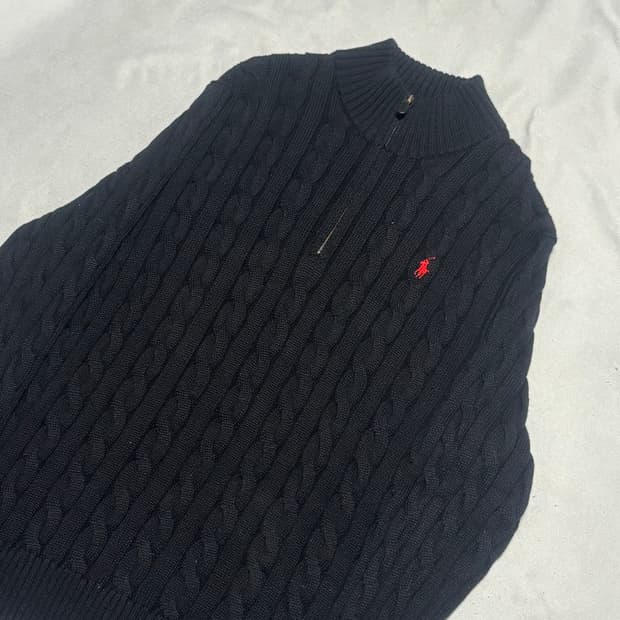 XL 폴로랄프로렌 블랙 하프집업 니트