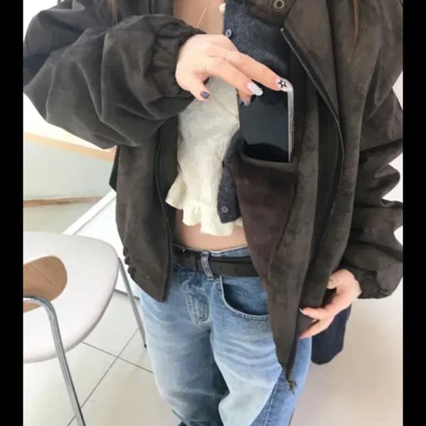 아워캐비넷 lining suede jacket