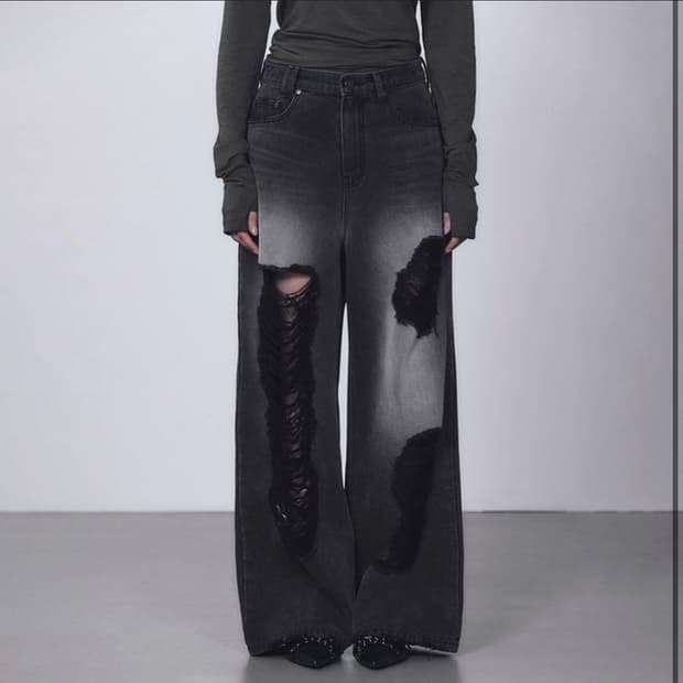 트리밍버드 Scratch Damage Denim Pants