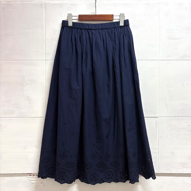 네이비 펀칭 하구미 모리걸 롱 스커트 JPN