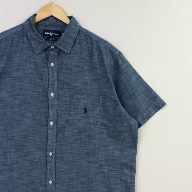 Xxl 폴로 샴브레이 데님 셔츠