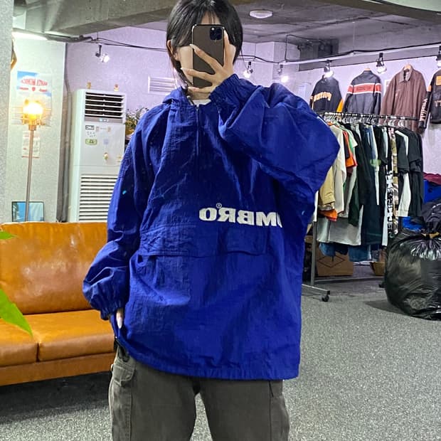 엄브로 90s 빈티지 반집업 후드 아노락 자켓B5004