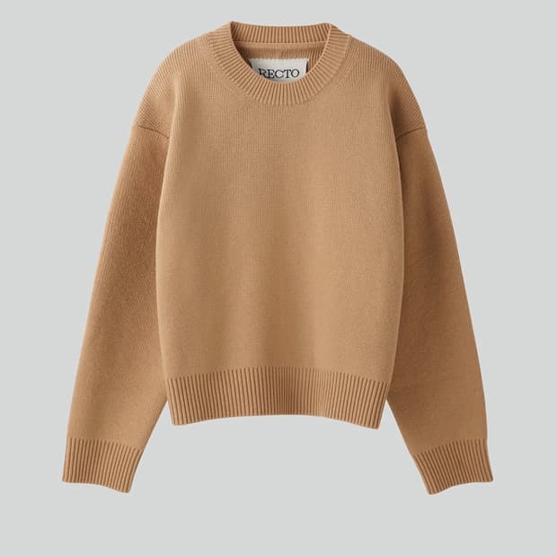 렉토 24FW 컴팩트 라운드넥 니트 카멜 S