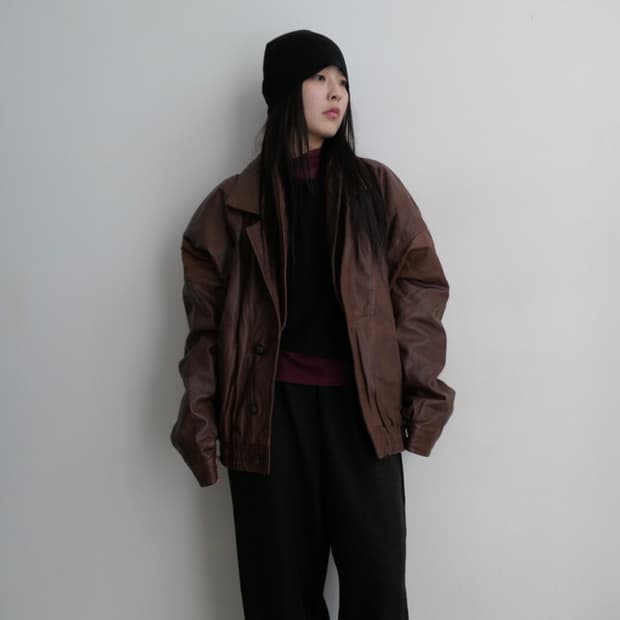 빈티지 브라운 레더 자켓