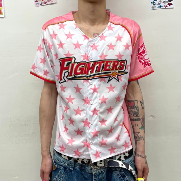 Pink star base short-sleeved jacket