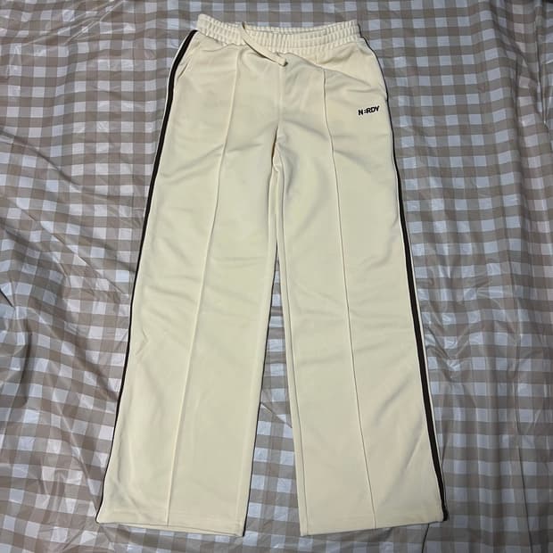 널디 아이보리 브라운 팬츠 S 트랙 스웻 팬츠 사이드라인 옆줄